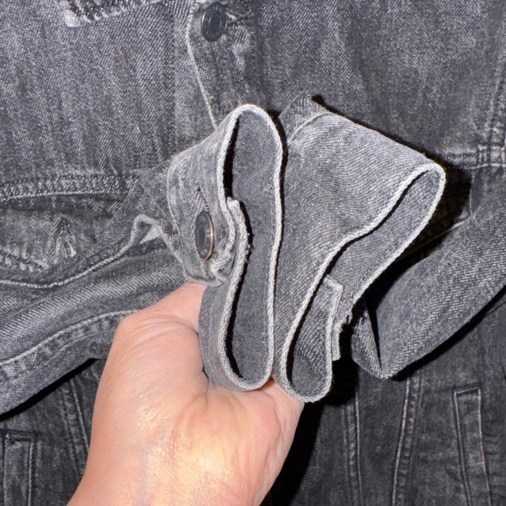 GAP Kids - Gray Denim Jacket with Hood Size Large (10) - Picture 7 of 12